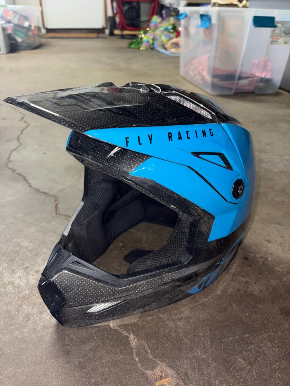Fly Racing Blue and Black Full-Face Helmet